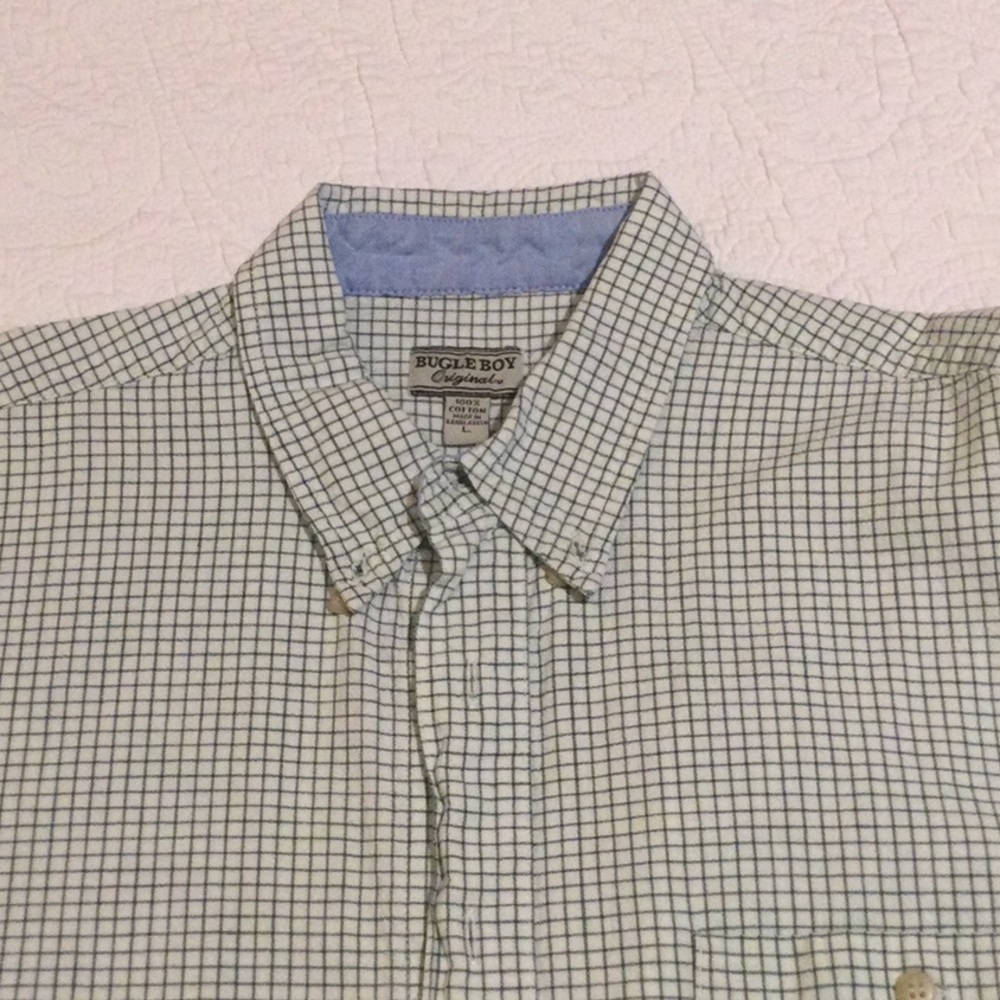 Bugle Boy Men's White & Green Check Button-Down Shirt